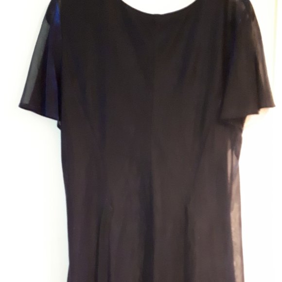Vintage 80's Retro Dress Flare Sheer Blue Metallic - Picture 4 of 6